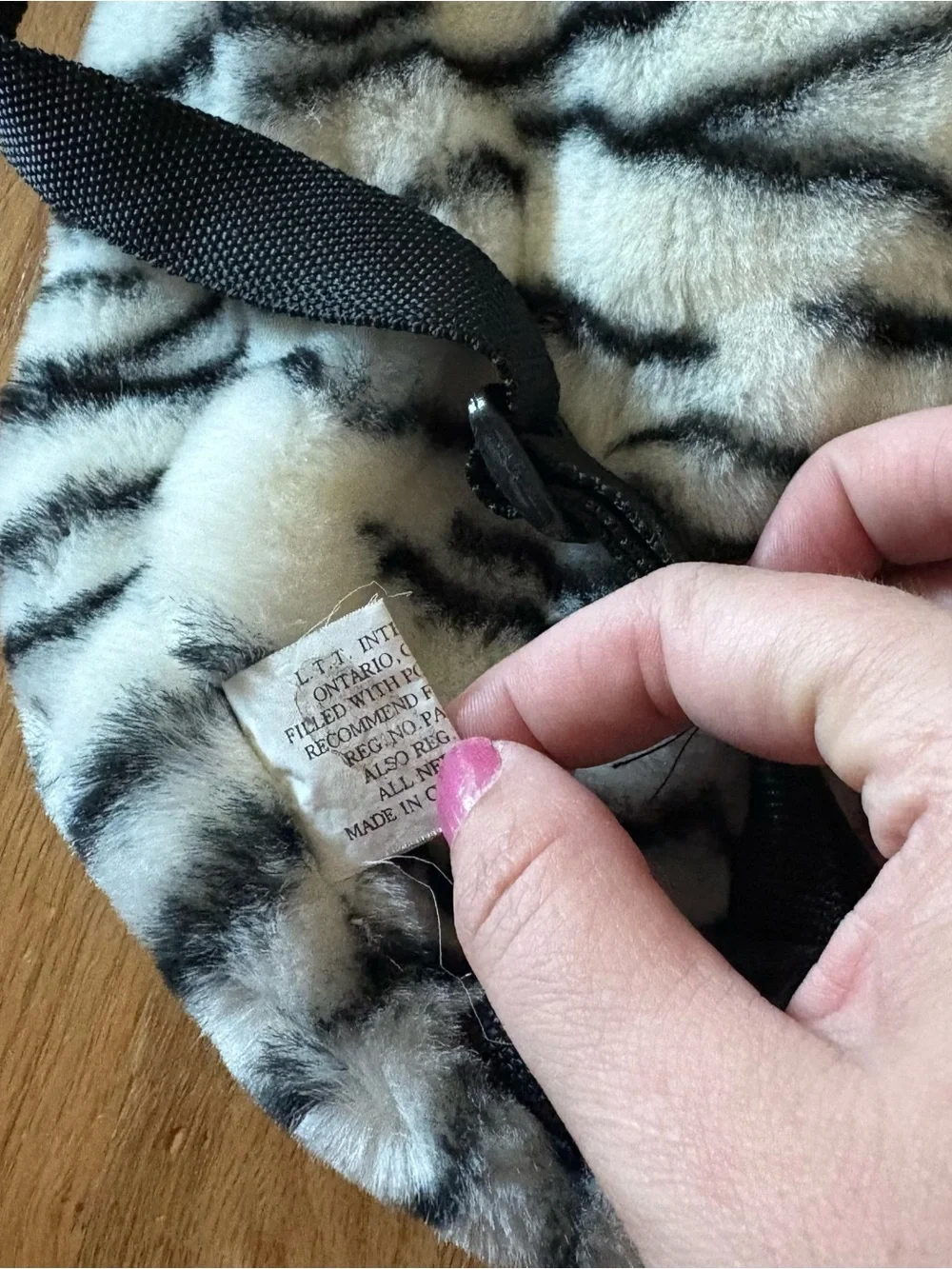 Vintage White and Black Tiger Plush Backpack Book Bag Full Zip